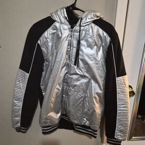 Men's Silver and Black Bomber Jacket